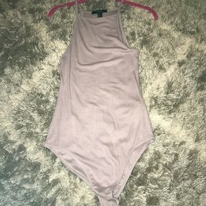 F21 lavender ribbed square neck cami bodysuit